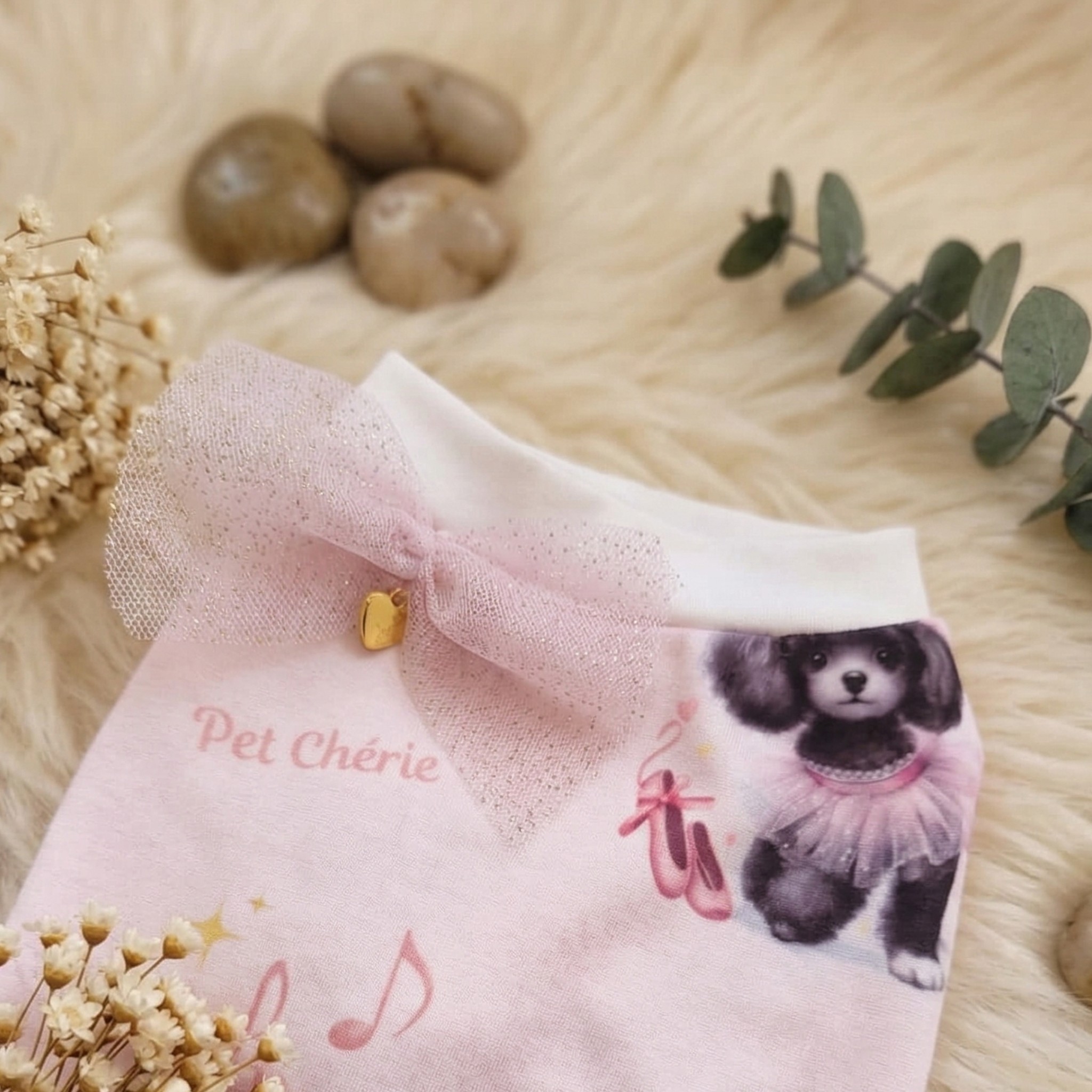 Dancer Rosy T-Shirt per Cani - Jersey Manopesca con Volant Tulle Glitter Ballerine